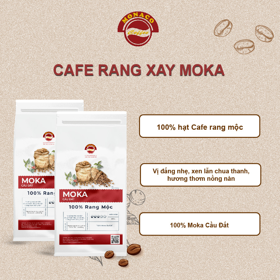 Cà phê Moka - Cà phê rang mộc thượng hạng 100 nguyên chất từ Monaco Coffee