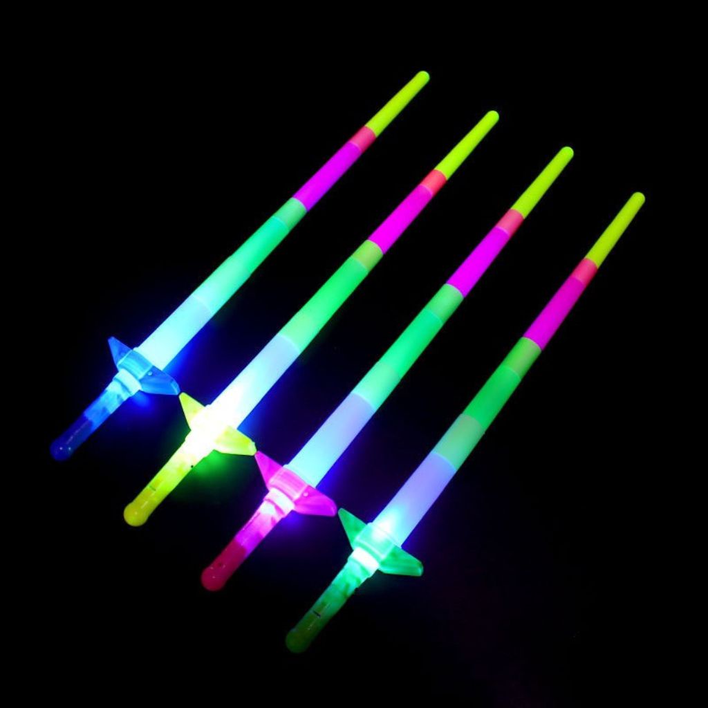 Combo 18 gậy phát sáng đồ chơi 4 đoạn, kiếm nhựa có đèn led phát sáng dành cho trẻ em.