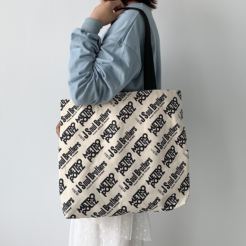 Túi tote vải canvas phong cách Hàn quốc túi tote học sinh có khóa 202TOTE