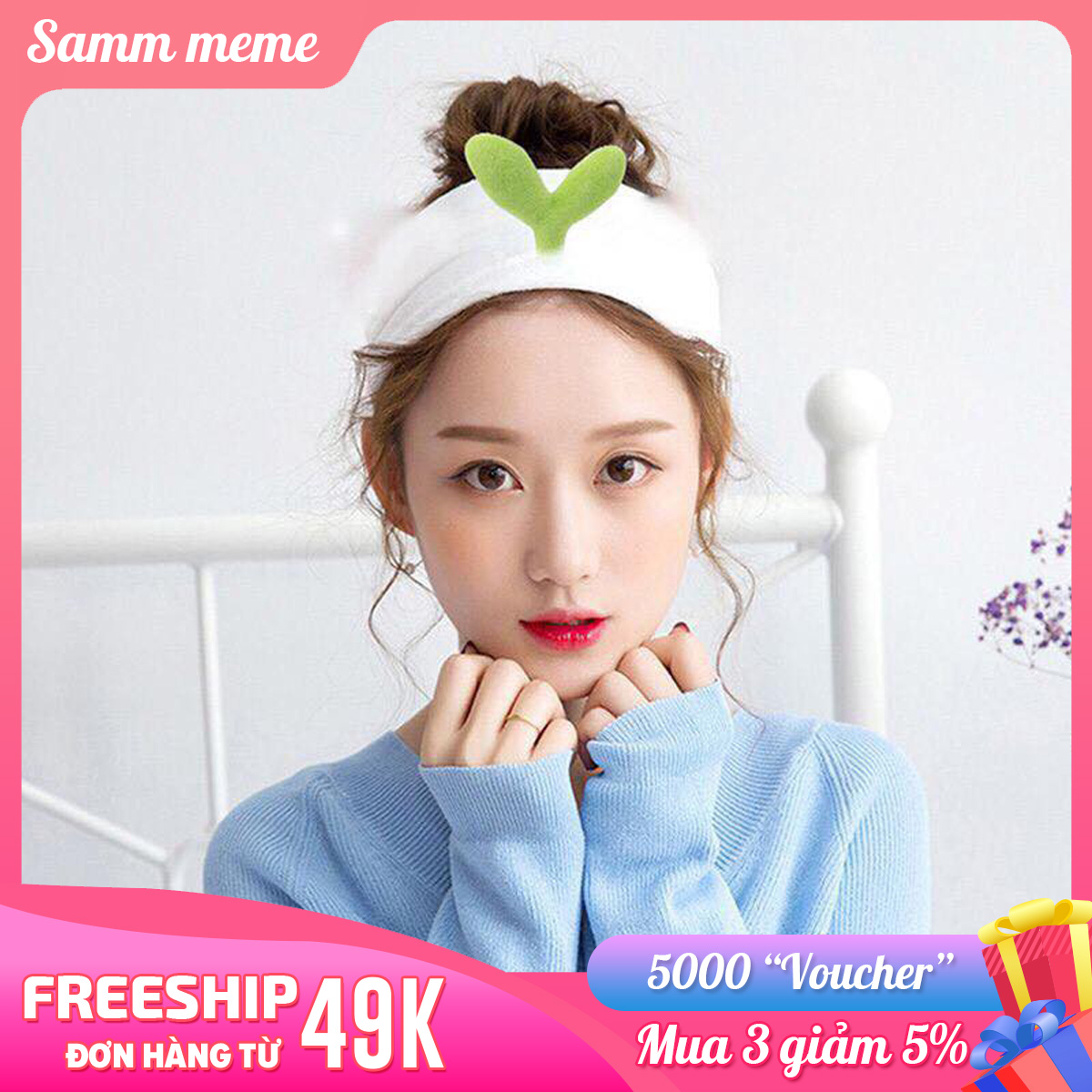 Băng Đô Rửa Mặt Hình Mầm Cây - Băng Đô Turban Vải Siêu Mềm Mại cute