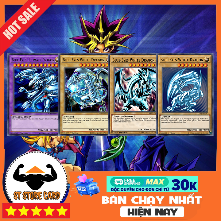 [Bộ 4] Thẻ bài Yugioh RỒNG TRẮNG MẮT XANH White Blue eyes dragon YUGIOH THẺ IN ST STORE CARD 115