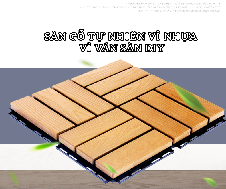 [Freeship MAX] Tấm Ván Sàn Gỗ Tự Nhiên Vỉ Nhựa Happyhome- Tự Lắp Ráp Ban Công Sân Vườn - Loại 12 nan màu Vàng