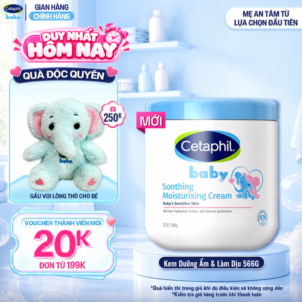 [MỚI] Kem làm dịu và dưỡng ẩm cho bé Cetaphil Baby Soothing  Moisturising Cream hũ 566g