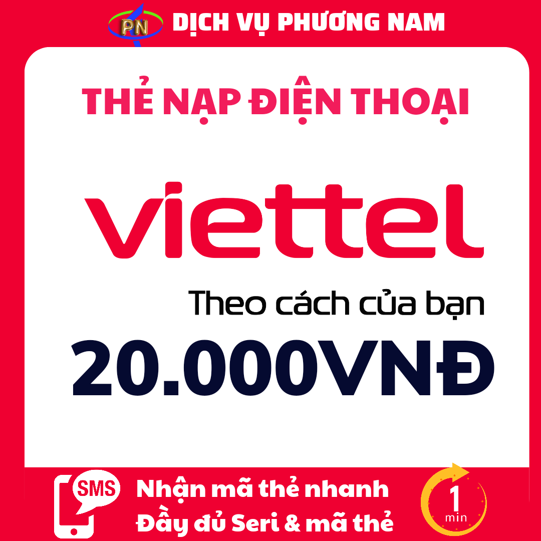 Thẻ viettel 20.000đ & phí chuyển nhận mã cực nhanh qua sms/chat