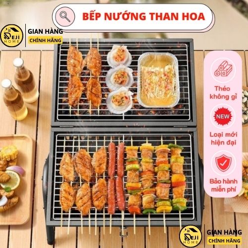 Bếp nướng than hoa dã ngoại gấp gọn ngoài trời, bếp nướng cao cấp nướng thịt, nướng hải sản loại mới 2023