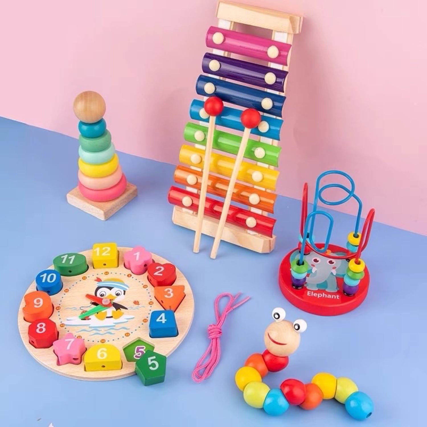 combo 6 món đồ chơi gỗ thông minh baostore triển tư duy, trí tuệ cho bé 2