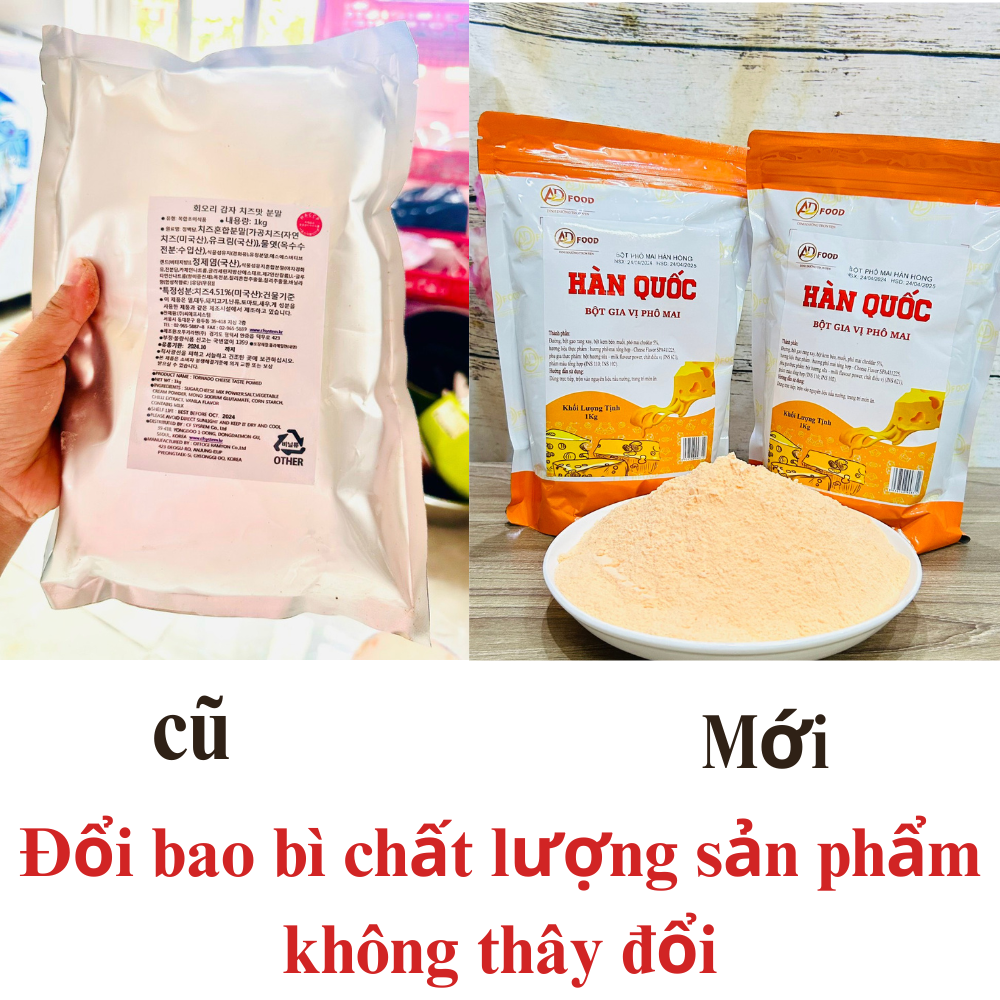 1KG BỘT PHÔ MAI LOẠI NGON, ĐẬM VỊ, ĐA SẮC, THƠM NGON, BÉO NGẬY, CHUYÊN DÙNG LẮC KHOAI TÂY CHIÊN, BÁNH GẠO,...