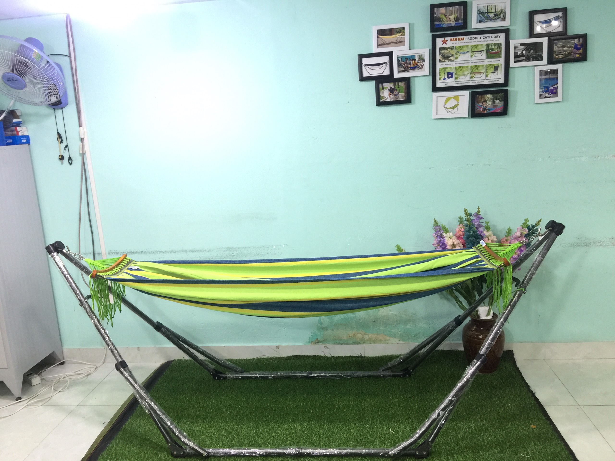 Bộ võng xếp du lịch BAN MAI: khung sơn tĩnh điện VIP kết hợp võng vải Canvas gỗ/nhựa 40