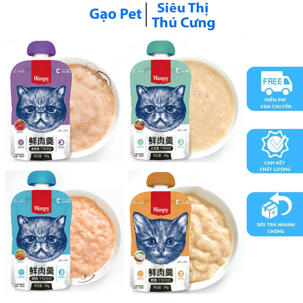 [Hoàn Tiền 10%] Súp thưởng Wanpy cho mèo tuýp 90gr có nắp vặn