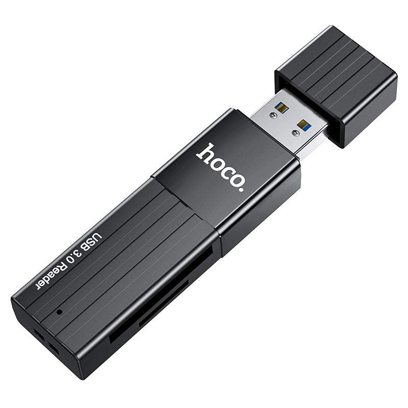 Đầu đọc thẻ nhớ 2.0 / 3.0 Hoco HB20 Mindful - hỗ trợ khe microSD/SD (Đen) - Hãng phân phối chính thức - Nhất Tín Computer