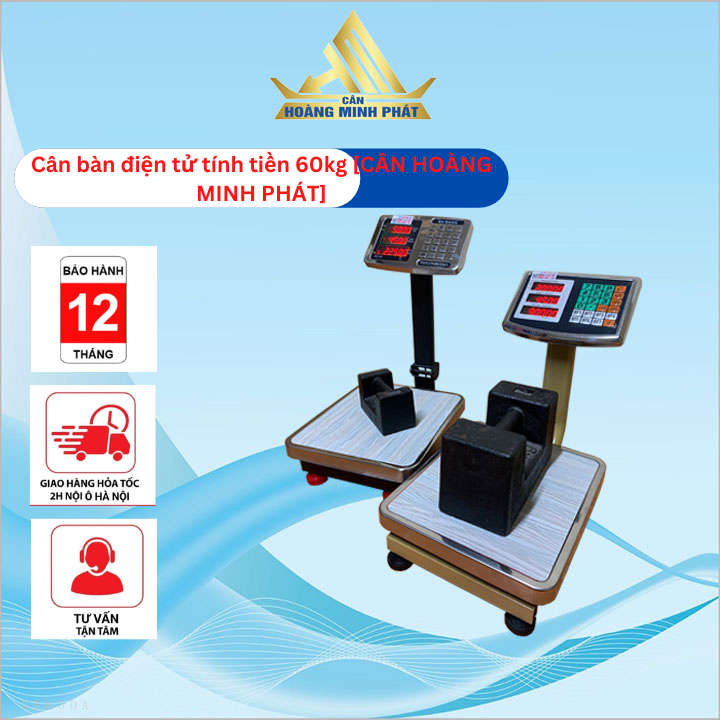 Cân bán hàng điện tử cao cấp giá eẻ 60kg/5g tính giá tiền hàng - Bảo Hành 2 Năm [ CÂN HOÀNG MINH PHÁT ]