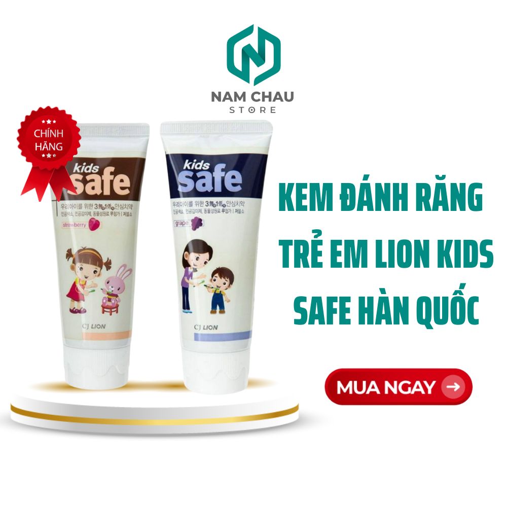 Kem đánh răng cho bé trẻ em Lion Kids Safe Hàn Quốc 2 tuổi hương nho hương