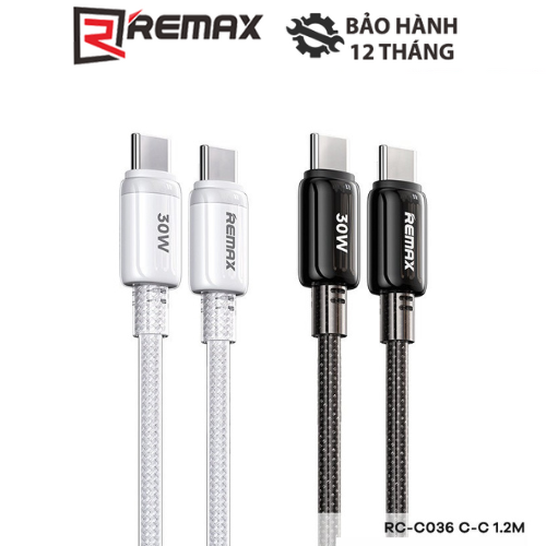 Cáp Sạc Nhanh Remax RC-C036 Type C to Type C PD 30W Dây Dù Chống Rối Dài 1m2