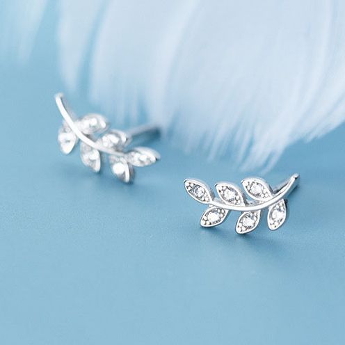 Khuyên tai Bạc Nữ S925 nhành lá, khuyên vành tai xinh xắn - B2522 - Bảo Ngọc Jewelry