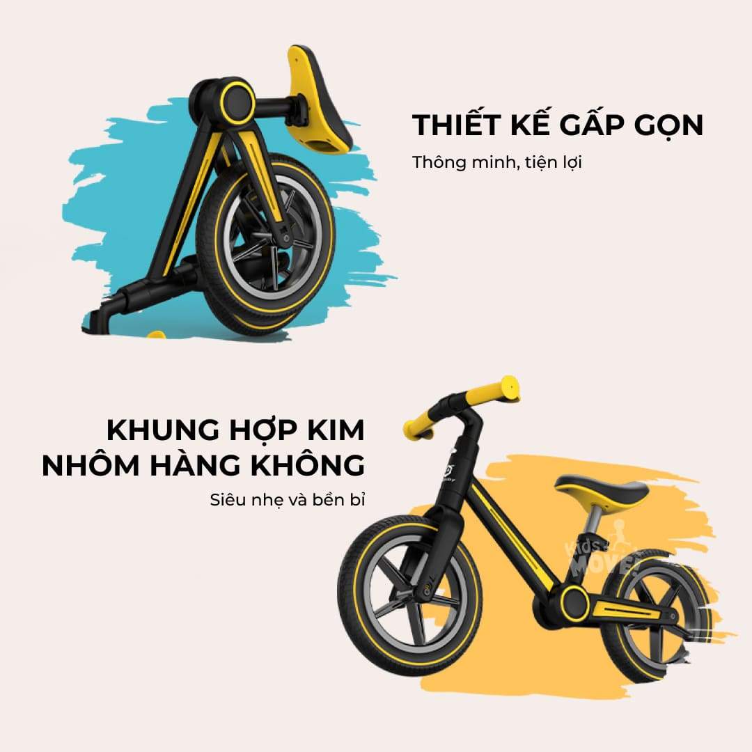 Xe thăng bằng cho bé gấp gọn Uonibaby chất liệu khung nhôm hàng không lốp
