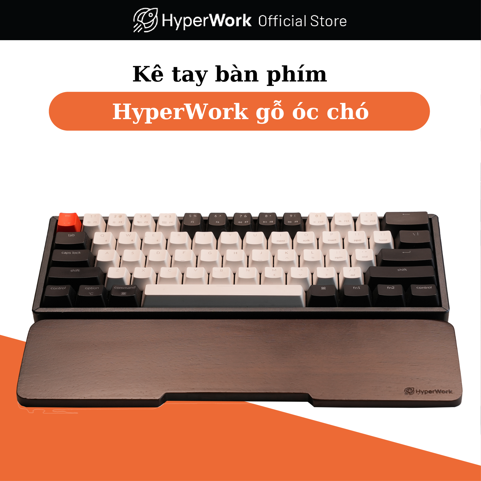 Kê tay bàn phím HyperWork gỗ óc chó