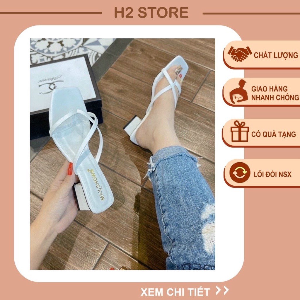 Giày Guốc nữ Gót 3cm H2STORE dây mảnh cực xinh dễ mang xinh xắn
