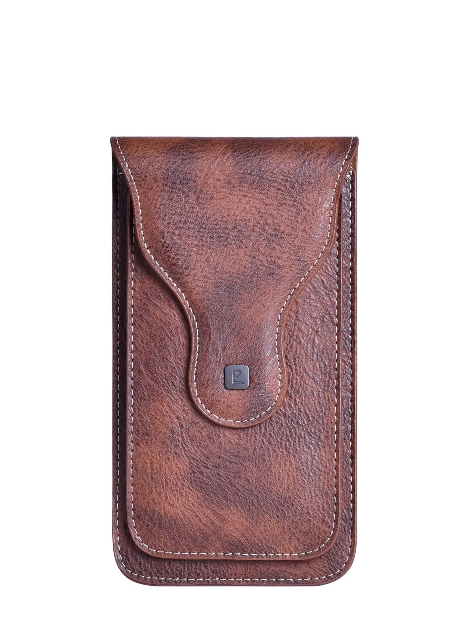 Túi puloka 2 ngăn đeo hông thắt lưng loại đứng cho điện thoại chất liệu da PU cao cấp