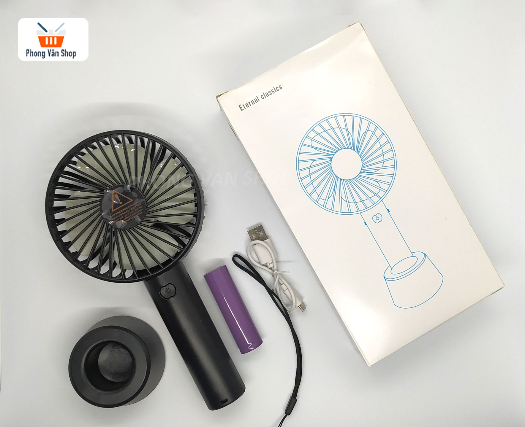 Quạt mini cầm tay tích điện - 3 cấp độ - pin 18650 1200mah