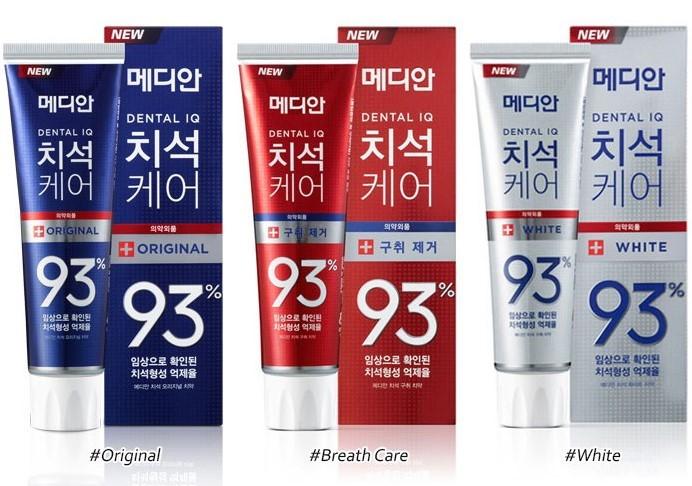[HCM]Kem đánh răng Hàn Quốc - Median IQ 93% - 120gr - Trăng răng ngăn ngừa mảng bám và viêm lợi khử mùi hôi miệng