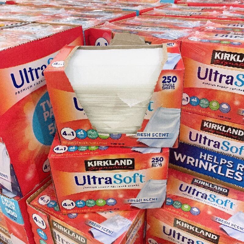 Giấy thơm quần áo của Mỹ Kirkland Fabric Softener Sheets loại 250 tờ