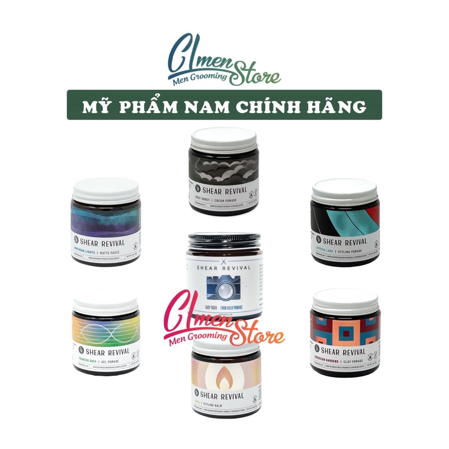 [full line] sáp vuốt tóc shear revival (matte paste - styling balm - clay - cream - ɡel - styling - traditional pomade)