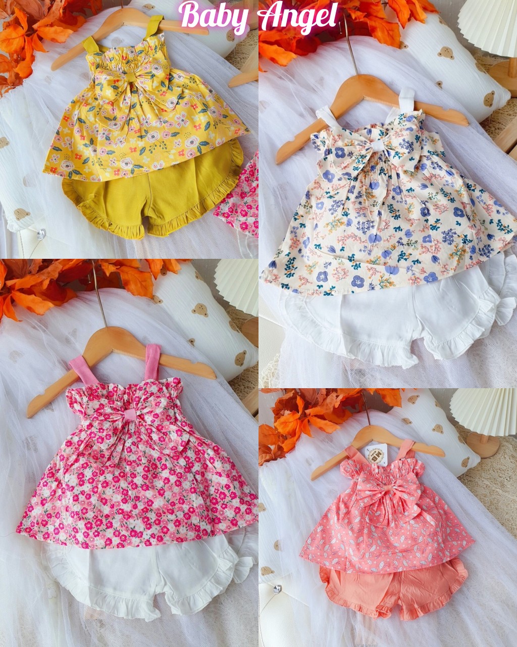 Sét bộ 2 dây hoa nhí cho bé gái chất thô mềm siêu mềm mát