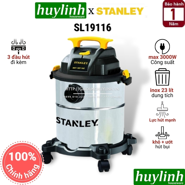 Máy hút bụi khô và ướt stanley sl19116 - 23 lít