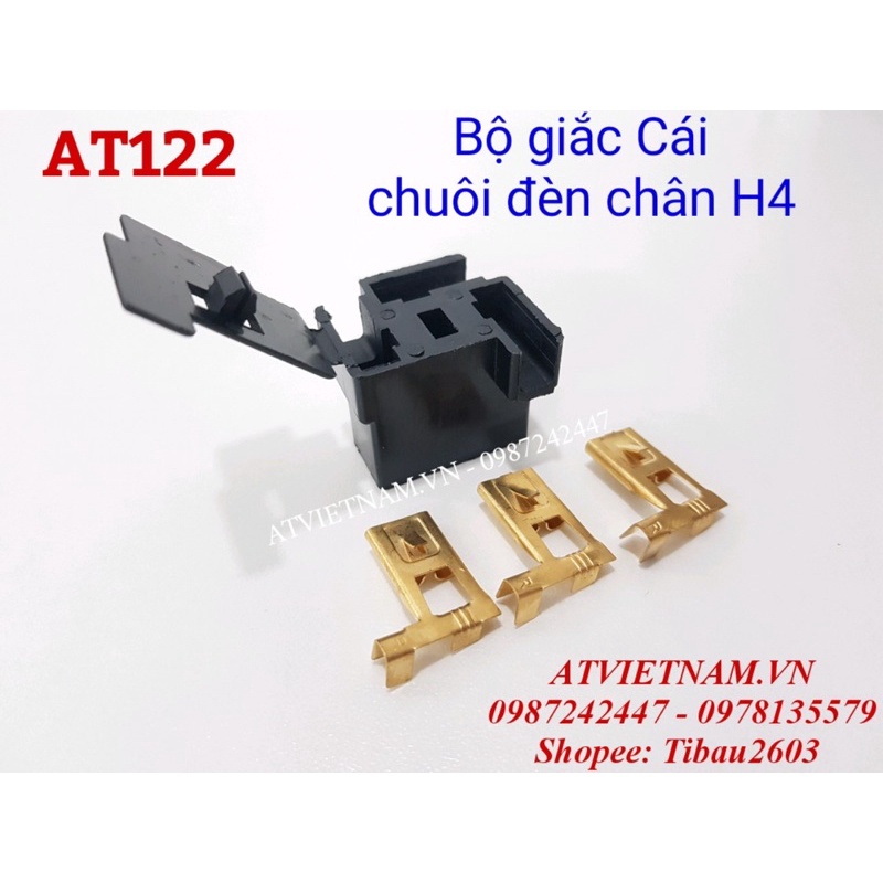 Bộ giắc chuôi cắm đèn chân h4 3p đầu cái - at124