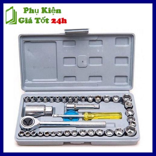 bộ khẩu sửa xe máy, Dụng cụ sửa chữa đa năng, Bộ khẩu mở siết ốc và bugi 40 chi tiết Khẩu vặn ốc - Bộ khẩu mở siết ốc chất lượng Bộ cờ lê mở siết ốc 40 chi tiết đa năng Clever Mart,Bộ dụng cụ mở bu lông ốc vít