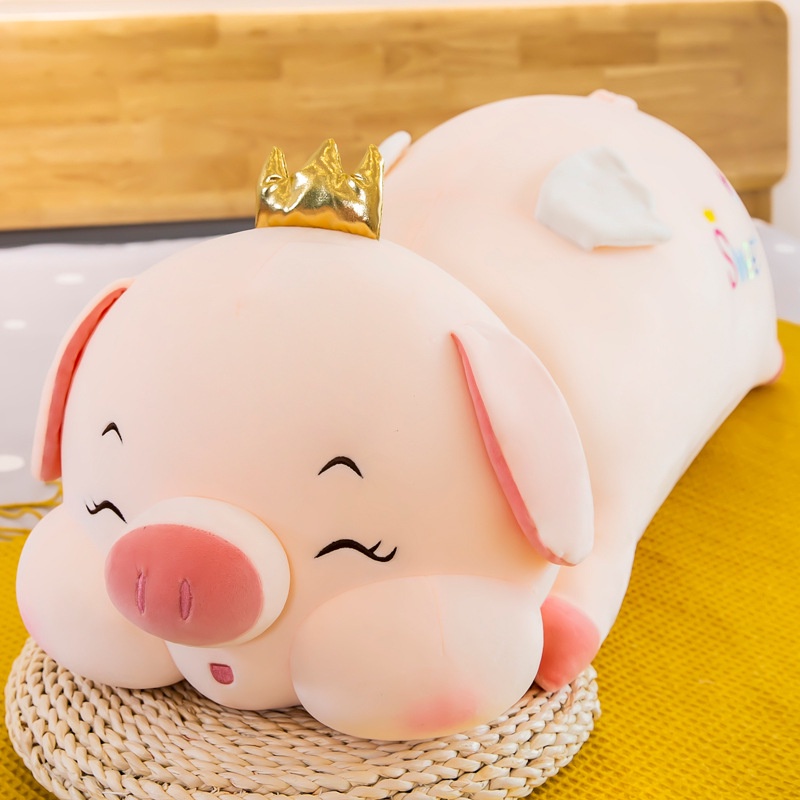 Gấu Bông Heo Vương Miệng Nằm - Gối Ôm Heo Nằm size to 1m2 siêu mềm mịn đàn hồi đa chiều - Gấu Bông nhập khẩu cao ấp