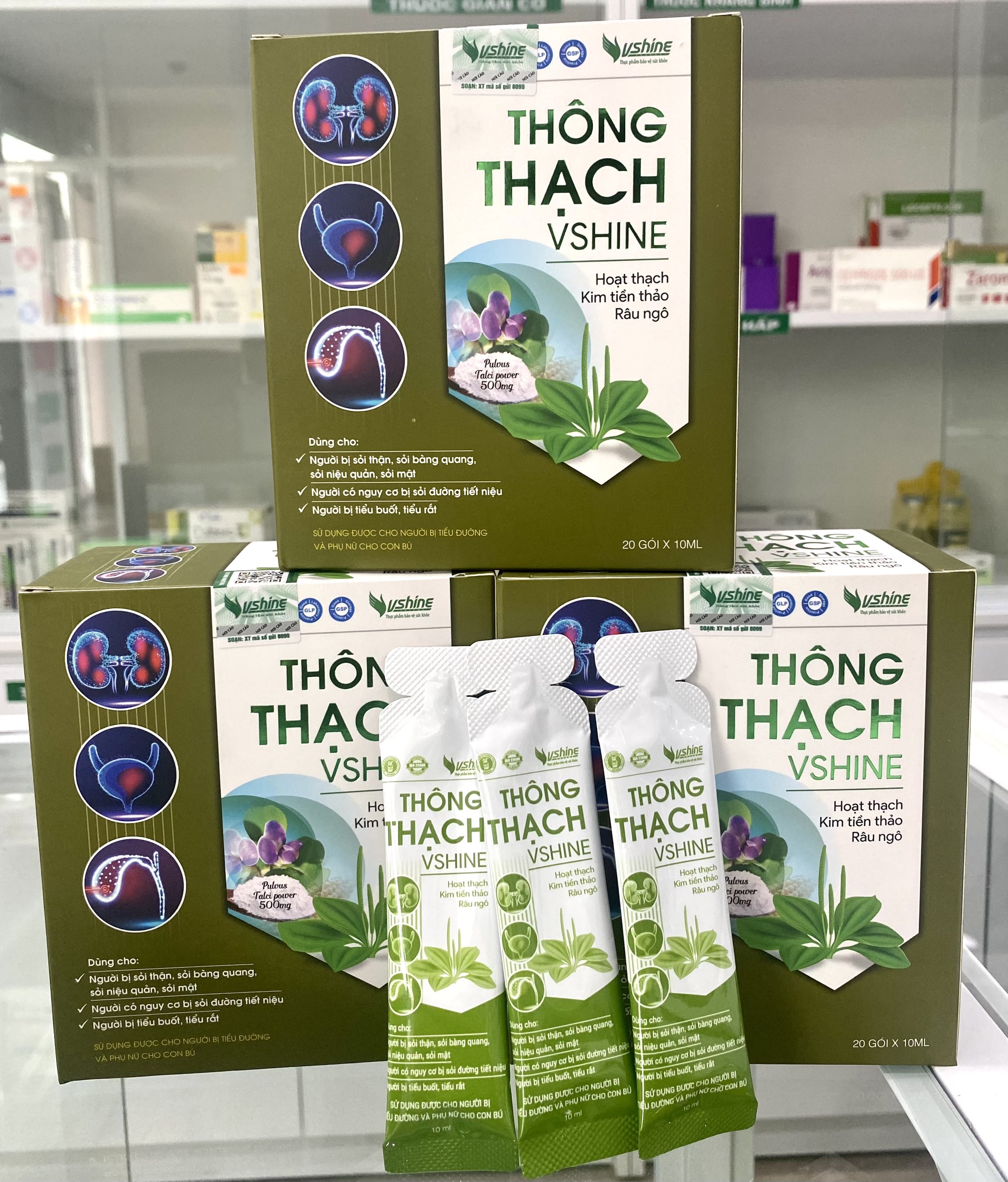 Thông thạch vshine- hỗ trợ lợi tiểu, lợi mật, giảm nguy cơ sỏi tiết niệu, sỏi mật- hộp 20 gói