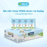 [Thùng 48 Hộp 110ml] Sữa Tiệt Trùng VPMilk Grow+ Có Đường Cho Bé Từ 1 Tuổi