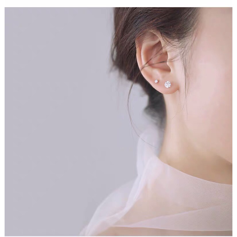 Bông tai bạc 925 đính đá cao cấp JHM | Bông tai nữ | Khuyên tai bạc nữ 925 khuyên tai đính đá nhỏ xinh