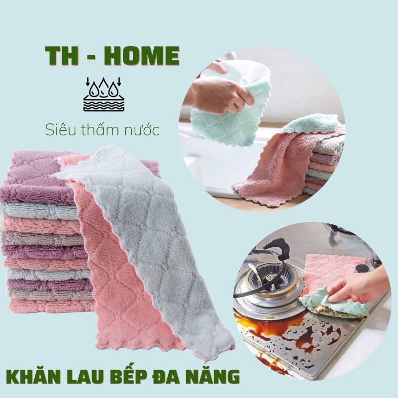 Khăn lau bếp đa năng siêu thấm nước, khăn lau bát đĩa, khăn lau 2 mặt siêu mềm