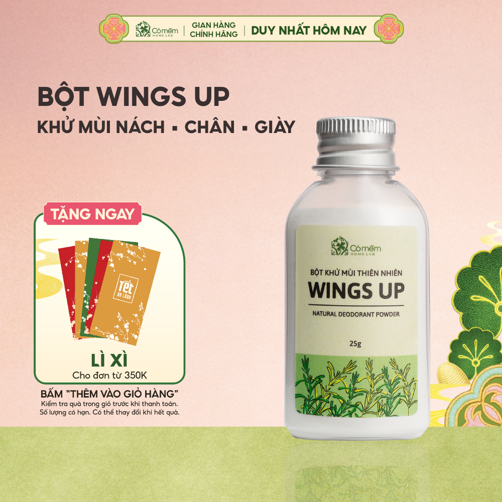   TRỢ GIÁ 27K  Bột Khử Mùi Wings Up Khử Mùi Hôi Nách Hôi Chân Nam Nữ Hiệu Quả Giảm Tiết Mồ Hôi Hôi Cỏ Mềm 25g 