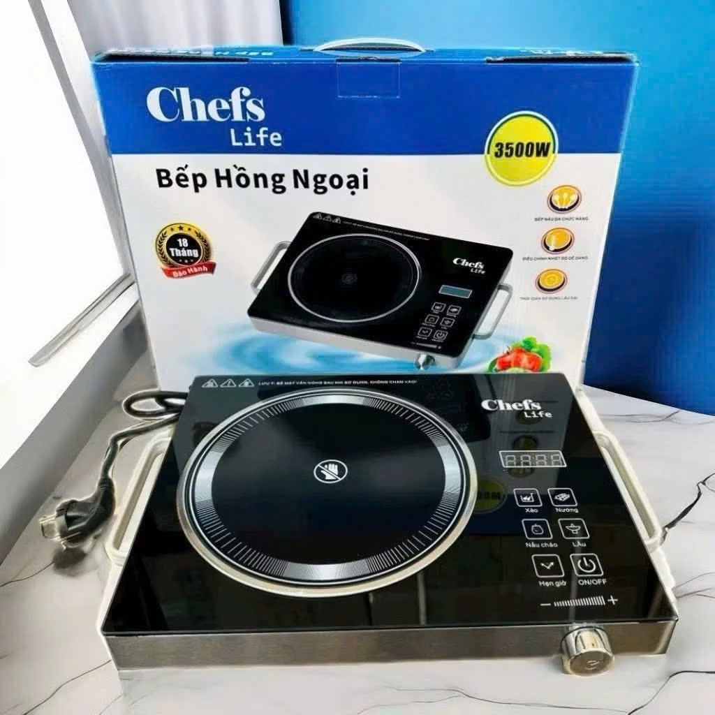  Bếp Hồng Ngoại Chef Cảm Ứng Cao Cấp – Mặt Kính Cường Lực Đèn LED Công Suất 3500W 