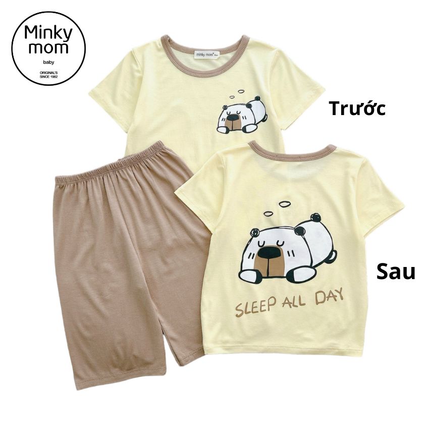 Bộ tay ngắn quần lửng thun lạnh Minky Mom cho bé 7-28 kg TN-IN204