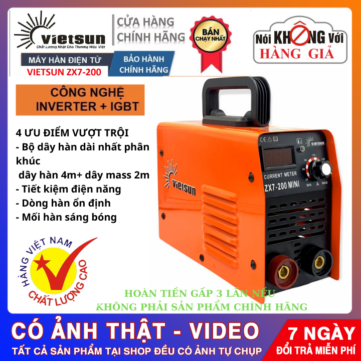máy hàn điện tử Vietsun zx7-200 mini, máy hàn vietsun, máy hàn mini, máy hàn giá rẻ