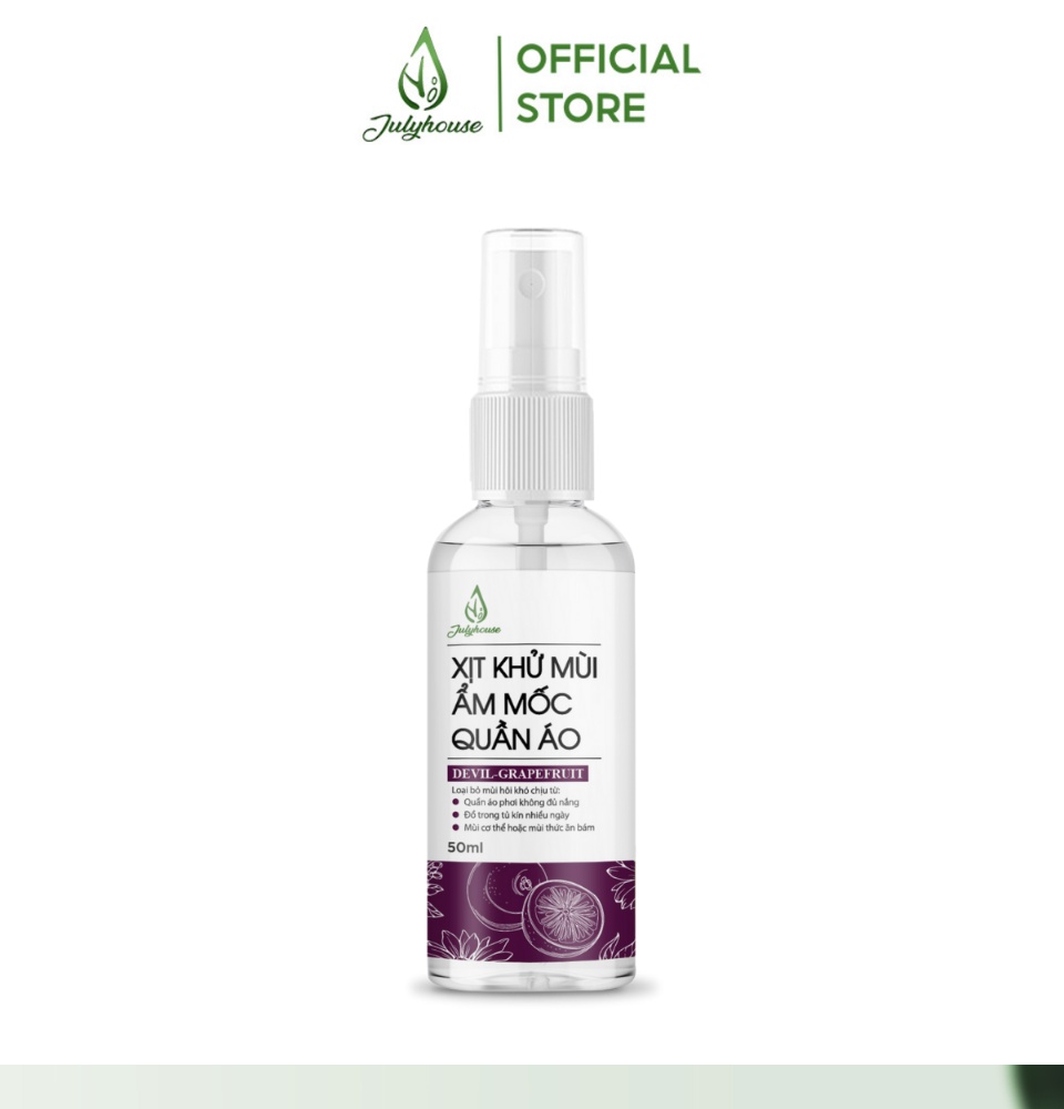 Bình xịt tinh dầu khử mùi ẩm mốc hương tinh dầu Vỏ Bưởi 50ml JULYHOUSE - THỜI TRAG GIÁ TỐT 89