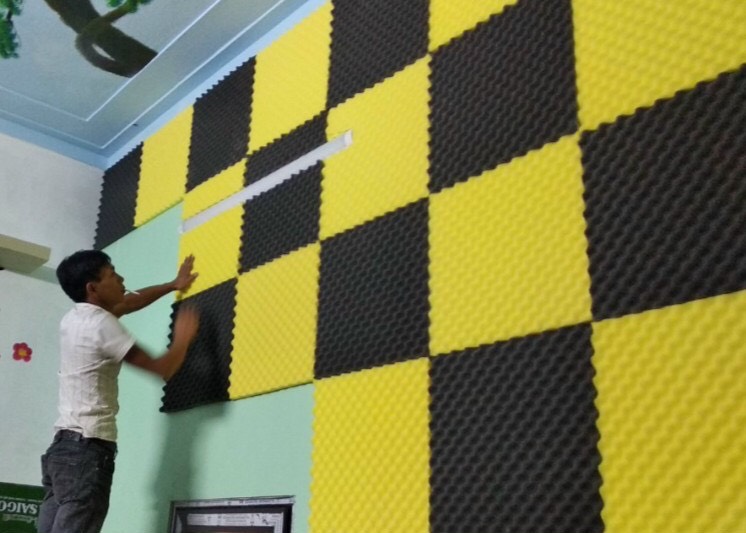 Set 10 Mút  tiêu âm hình trứng(Hột gà) k20  Kt 50x50cm dày 3cm (màu đỏ xám vàng)