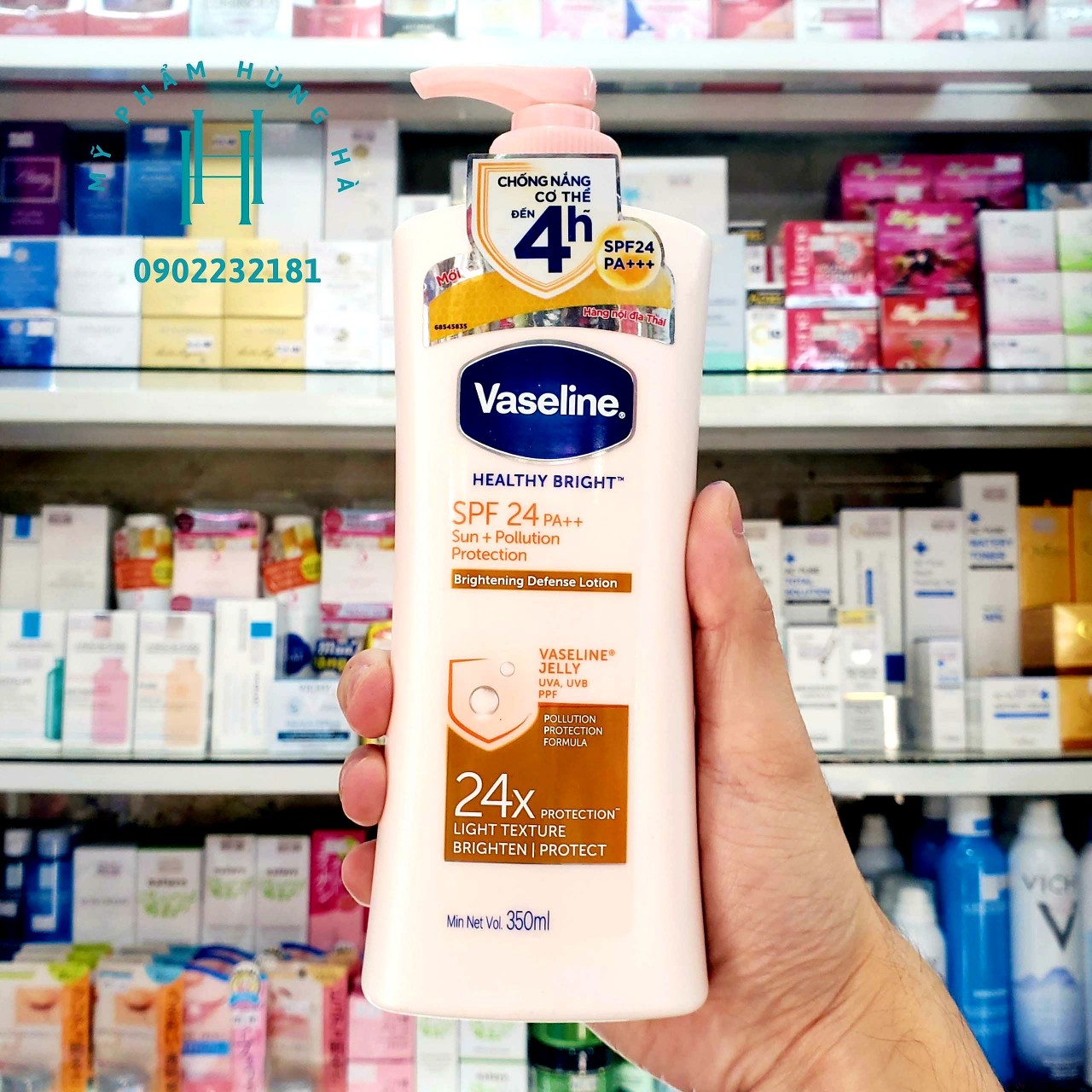 Dưỡng thể Vaseline, sữa dưỡng thể Vaseline, dưỡng thể trắng da, chống nắng Spf 24 PA++ 350ml