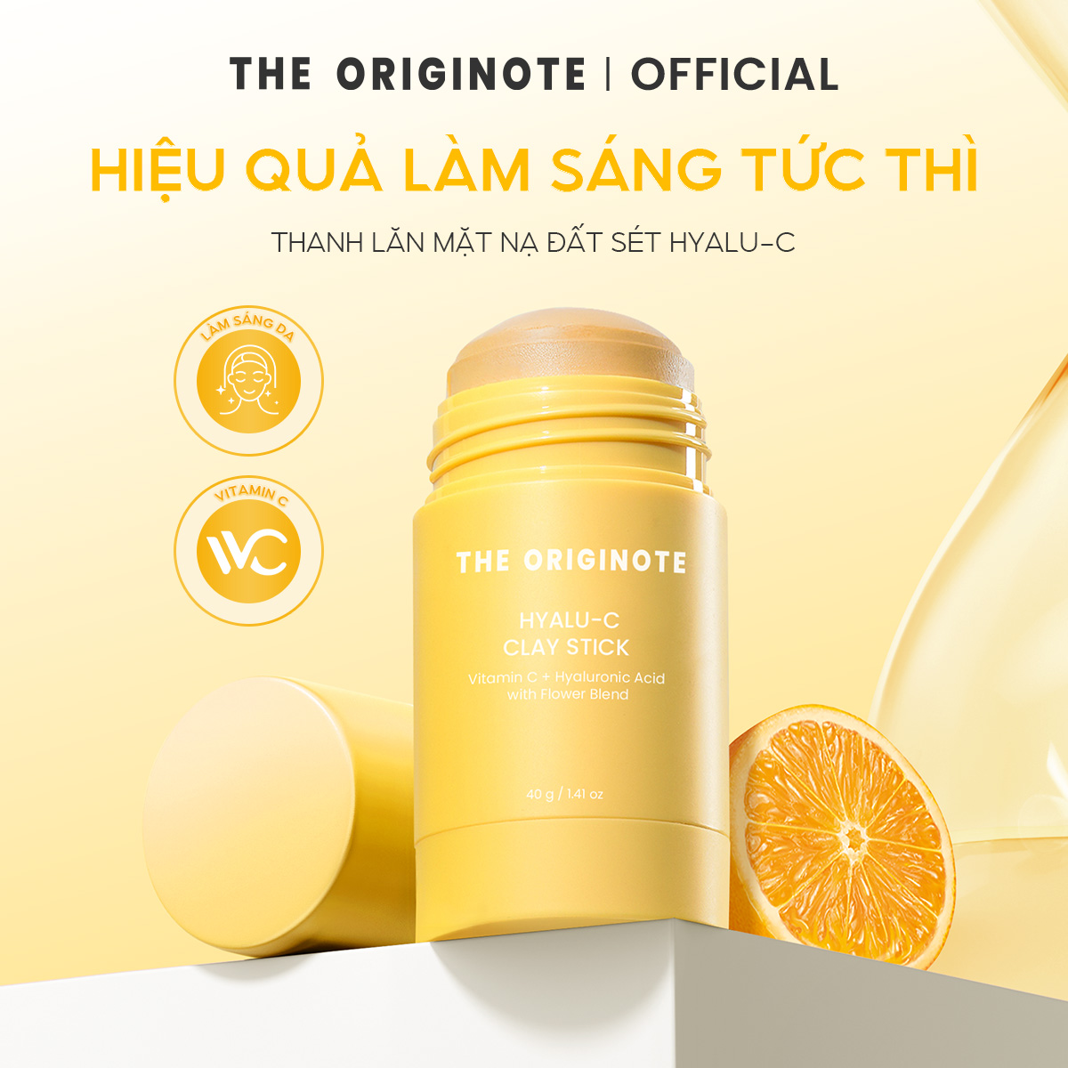   MỚI  Thanh lăn mặt nạ đất sét Hyalu-C The Originote dưỡng trắng da mặt làm săn chắc dan lột mụn đầu đen Clay Stick 