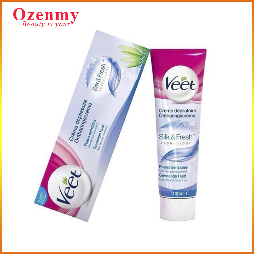 [YÊU THÍCH] Kem Tẩy Lông an toàn lâu dài VEET Silk & Fresh Sensitive 100g , kem triệt lông cho mọi loại da đơn giản, hiệu quả, không đau đớn - Ozenmy