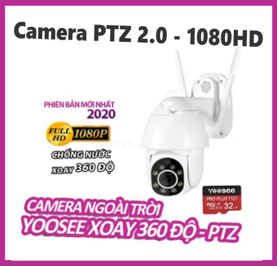 (Tặng thẻ nhớ YOOSEE Chuẩn 32 GB)Camera WIFI YooSee Ngoài trời-Trong Nhà X2000xoay 360 độ 2.0Mpx Full HD 1920 x 1080p FullHDCamera KHÔNG DÂY XEM ĐÊM CÓ MÀUđàm thoại 2 chiều ghi âm xem lại video đã lưu trên điệ