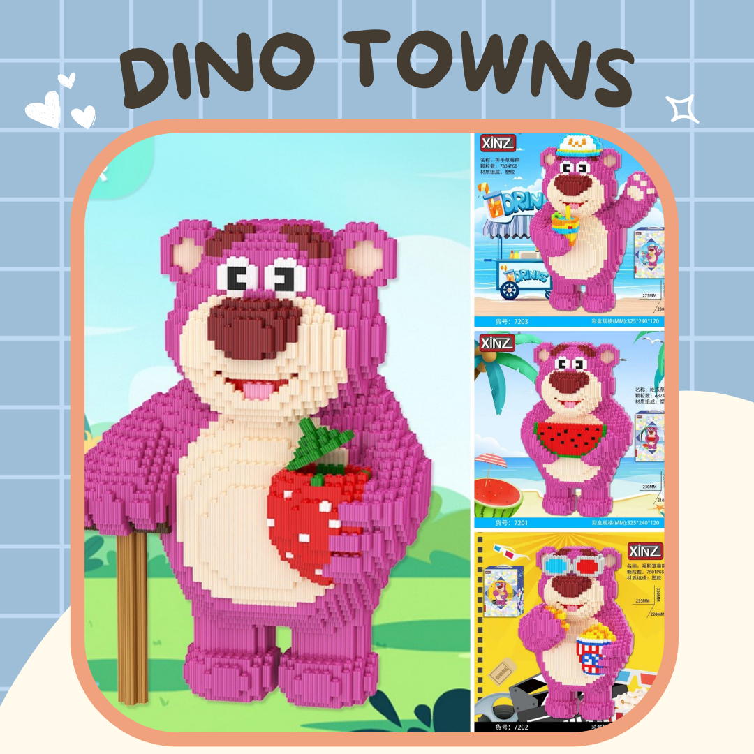 Bộ đồ chơi lắp ráp 3d mô hình gấu dâu lotso 33cm dễ thương cho bé by dino