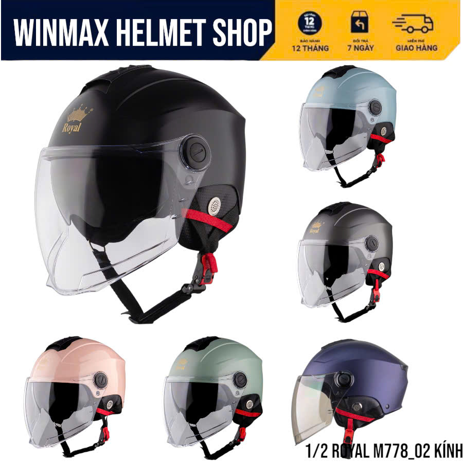 Royal Helmet M778_02 Kính Mũ Bảo Hiểm Xe Máy 1/2 Đầu Hàng Chính Hãng ROYAL HELMET BH 12 Tháng.