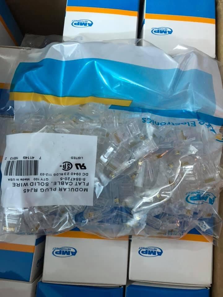 Hạt mạng amp trong suốt RJ45 hộp 100 Chiếc hạt mạng RJ45 AMP loại tốt - Tyco Electronics , cam kết sản phẩm đúng mô tả, chất lượng đảm bảo