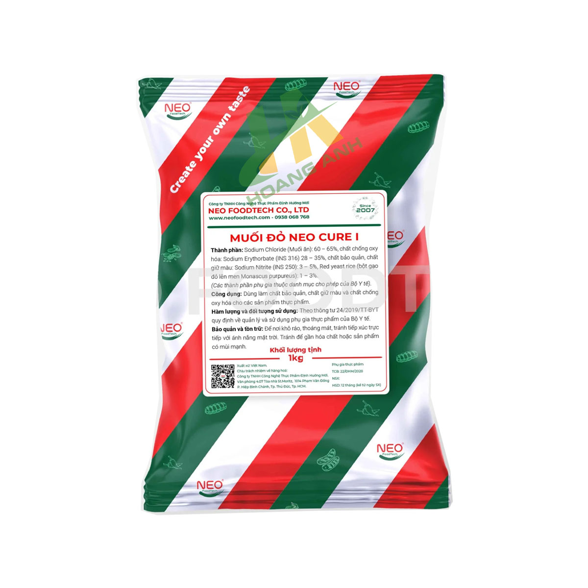 Muối đỏ NEO Cure - Gói 1kg - Tạo màu đỏ hồng cho thịt, xúc xích, jambon, nem chua, lạp xưởng