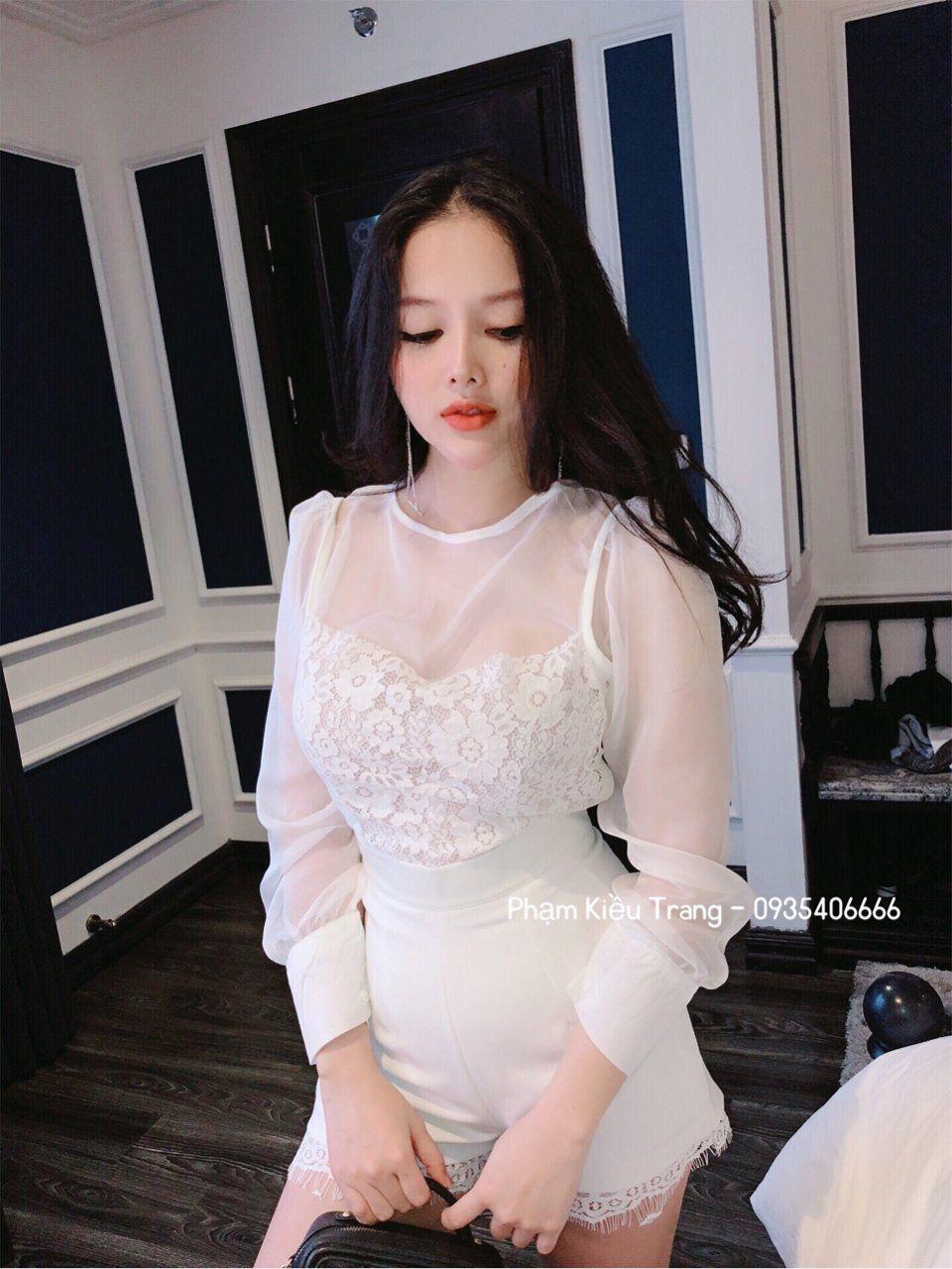 Áo ren lưới tay dài 11231 ( TRẮNG )